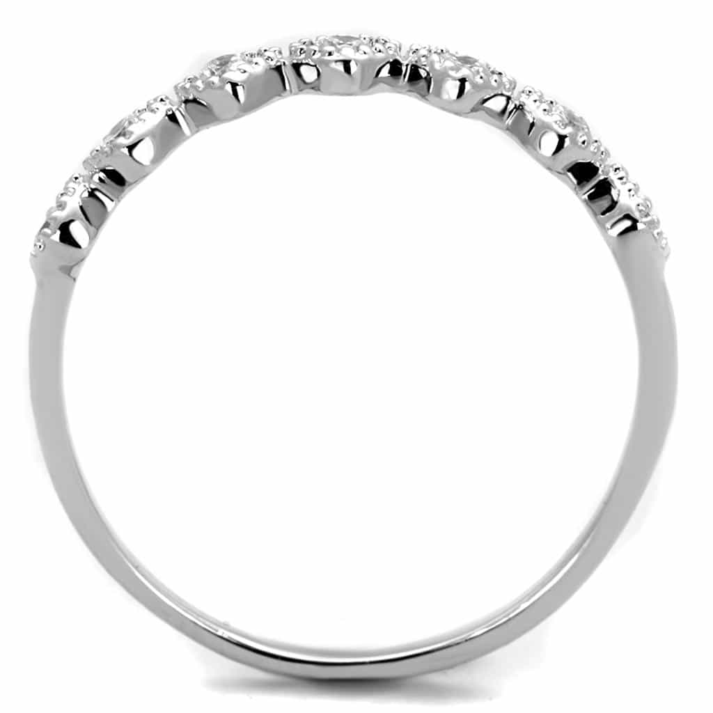 Brass CZ Round Wave Chevron Band Ring view 6