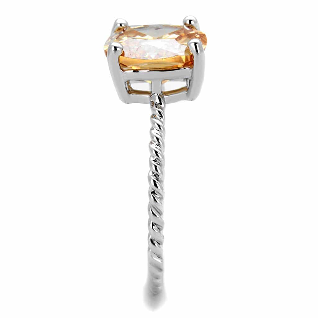 Brass Champagne CZ Cushion Twisted Rope Solitaire Ring view 8