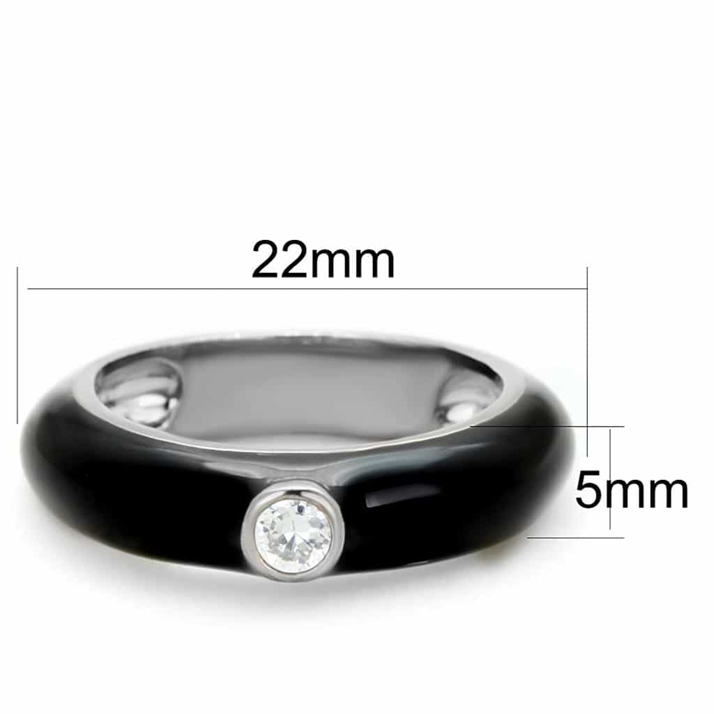 Brass Black Enamel CZ Bezel Dome Band Ring view 4