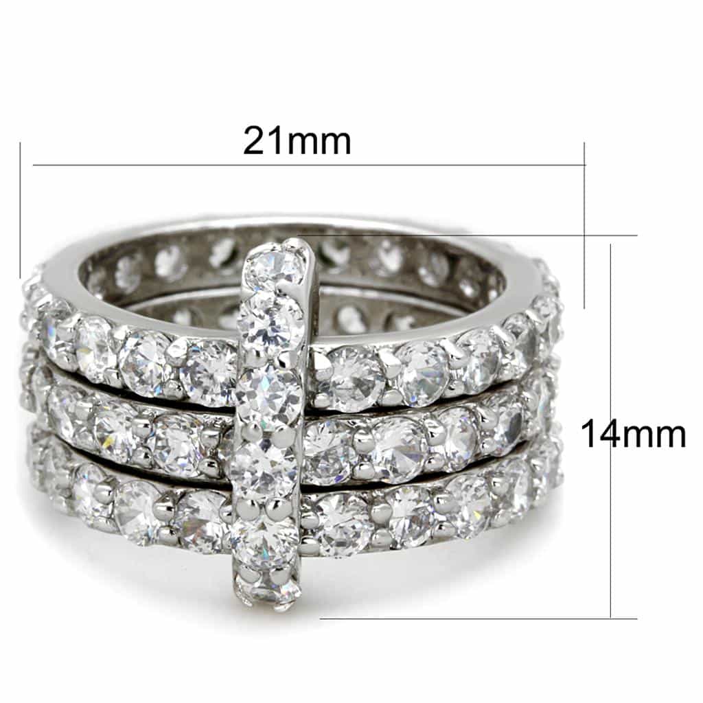 Brass CZ Round Pave Multi-Row Eternity Cocktail Ring view 4