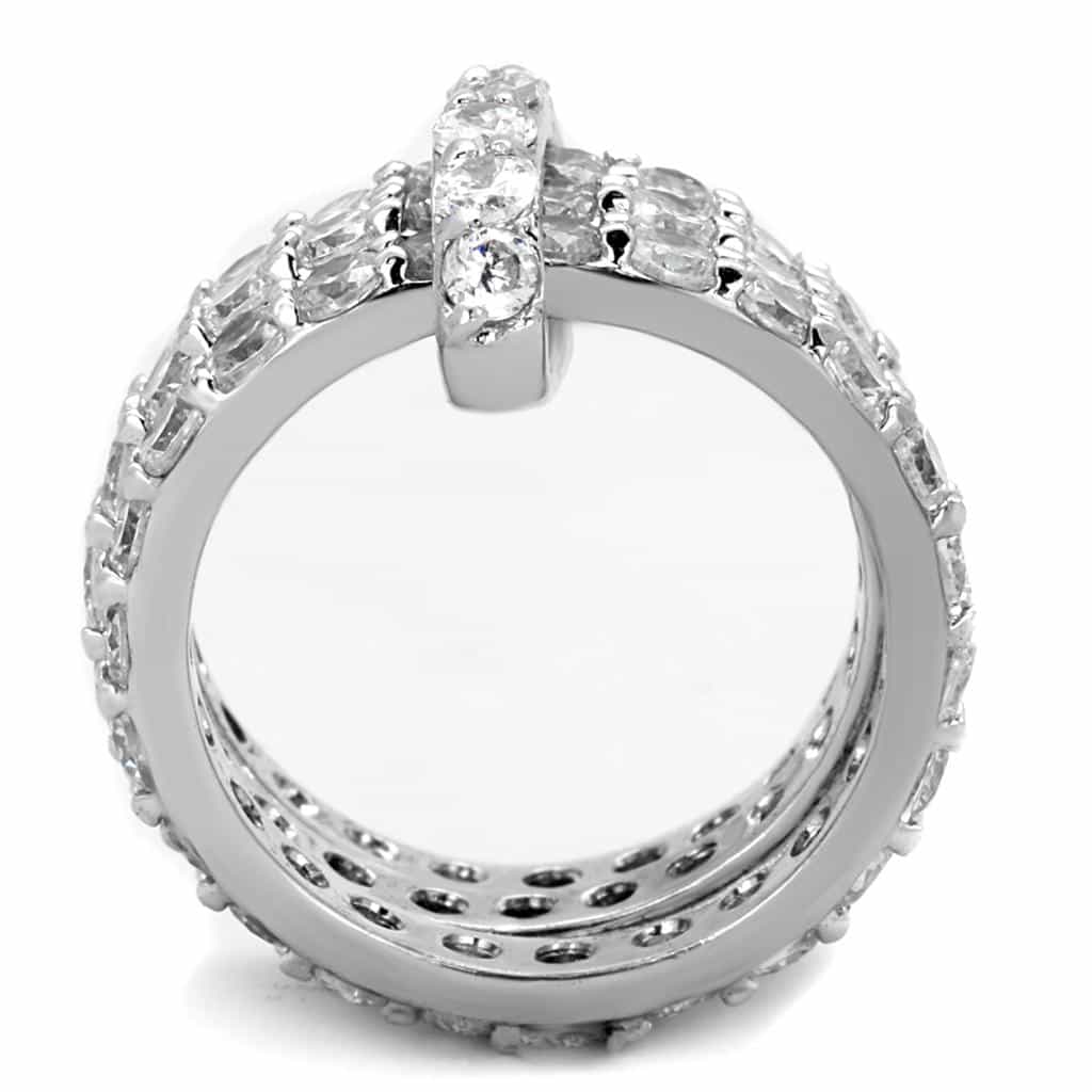 Brass CZ Round Pave Multi-Row Eternity Cocktail Ring view 6