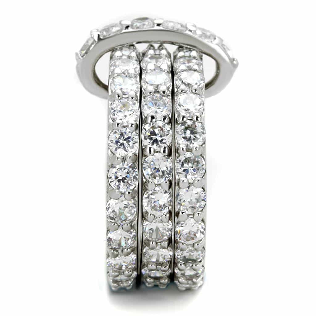 Brass CZ Round Pave Multi-Row Eternity Cocktail Ring view 8