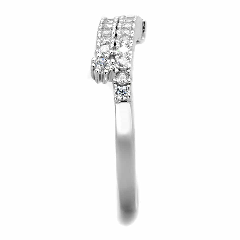 Brass CZ Pave Triple Row Dome Band Ring view 8