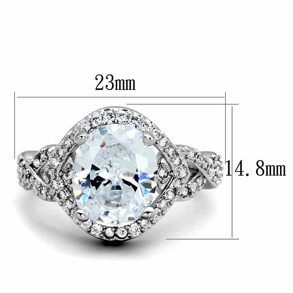 Brass CZ Oval Double Halo Pave Shank Ring view 4