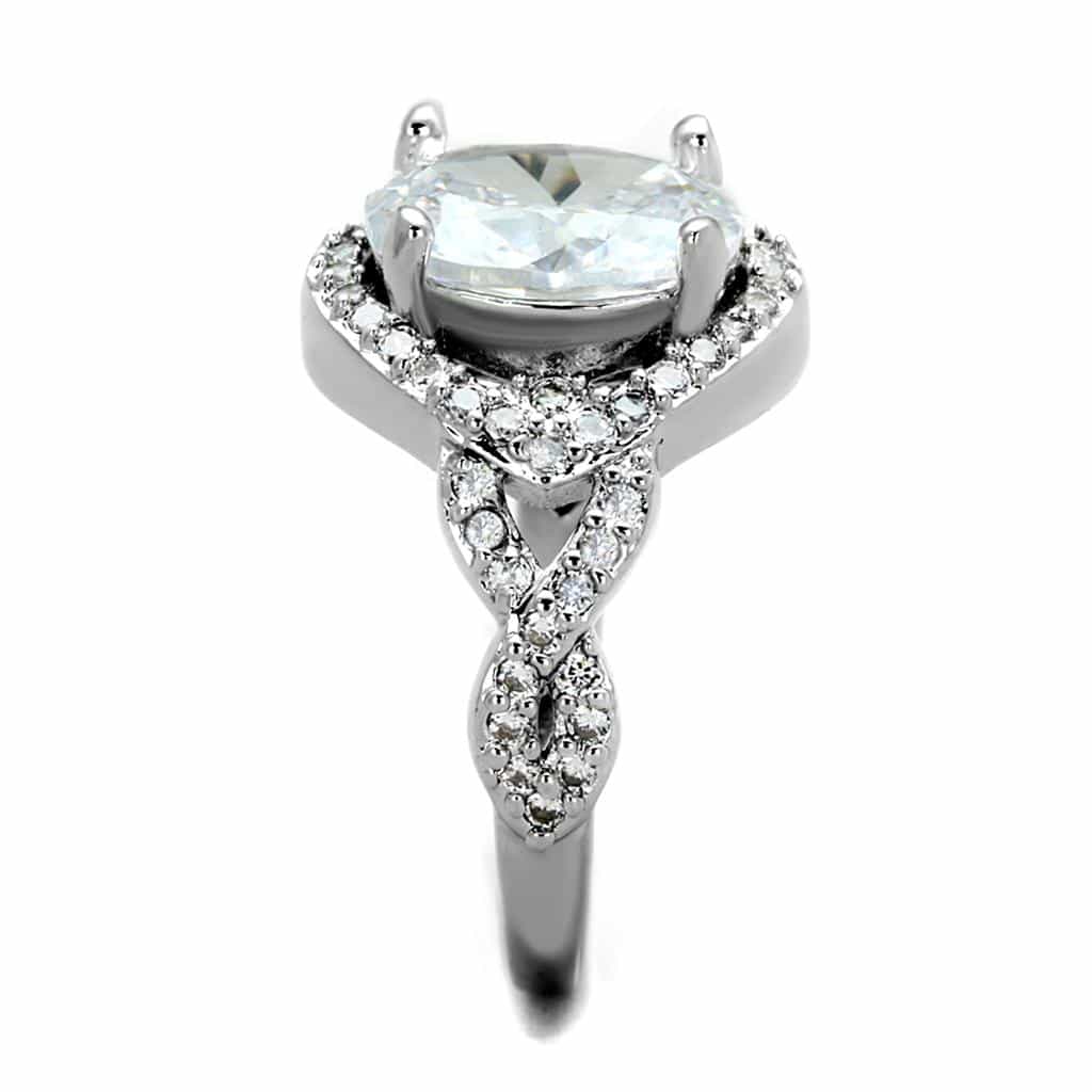 Brass CZ Oval Double Halo Pave Shank Ring view 8