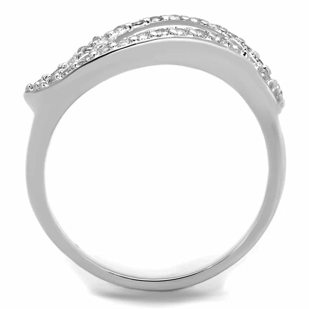 Brass CZ Pave Double Wave S-Curve Ring view 6