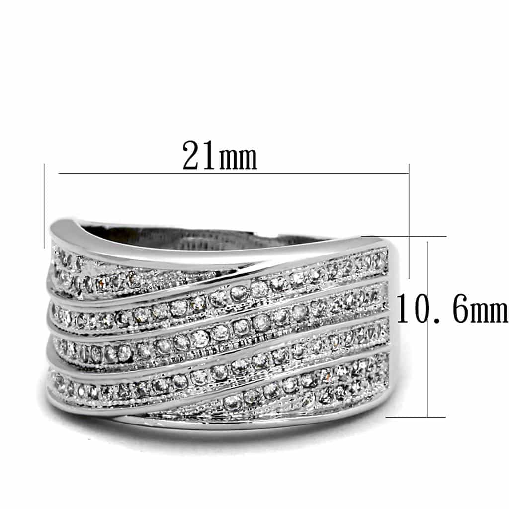 Brass CZ Pave Triple Row Crossover Wide Band Ring view 4