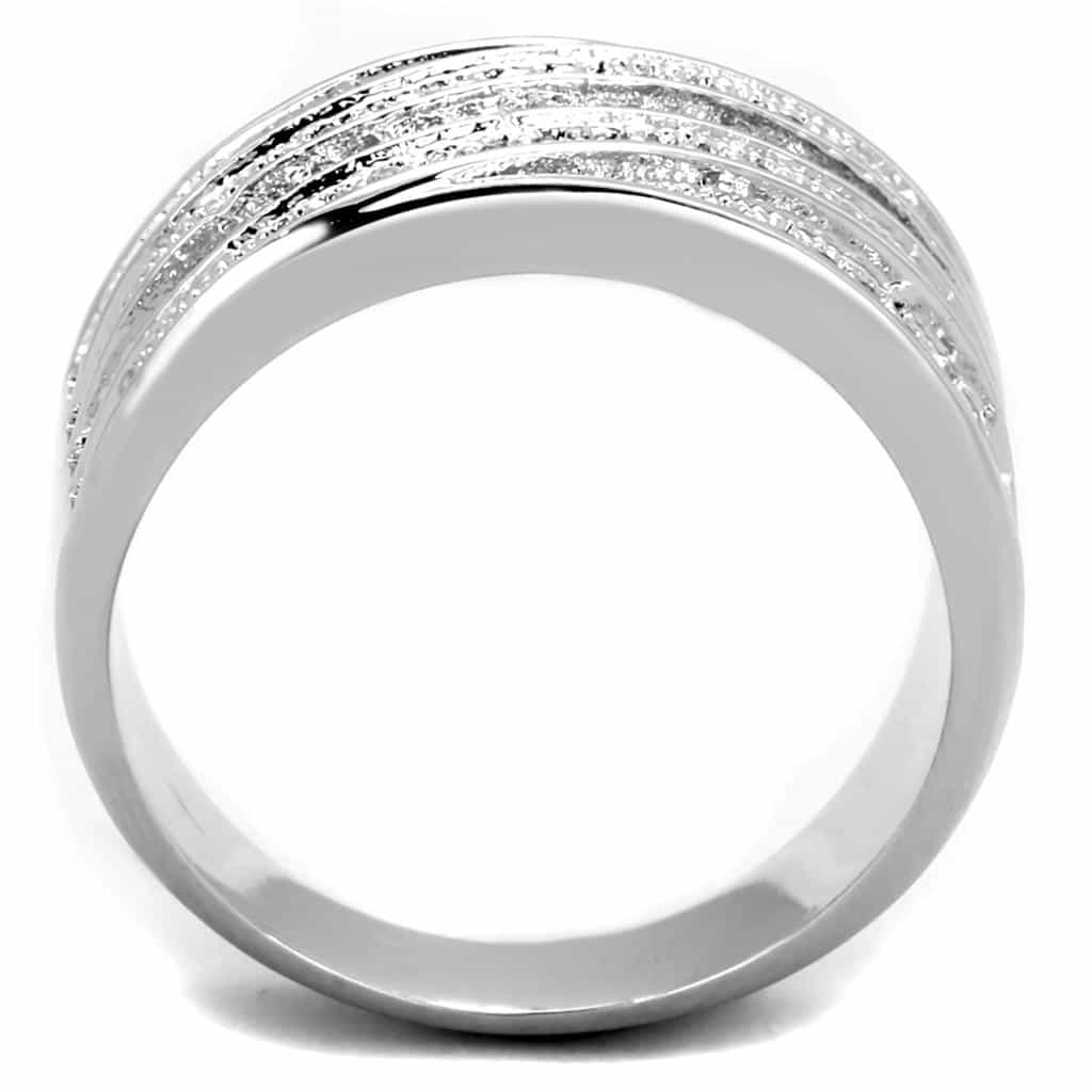 Brass CZ Pave Triple Row Crossover Wide Band Ring view 6
