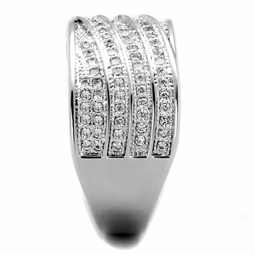 Brass CZ Pave Triple Row Crossover Wide Band Ring view 8
