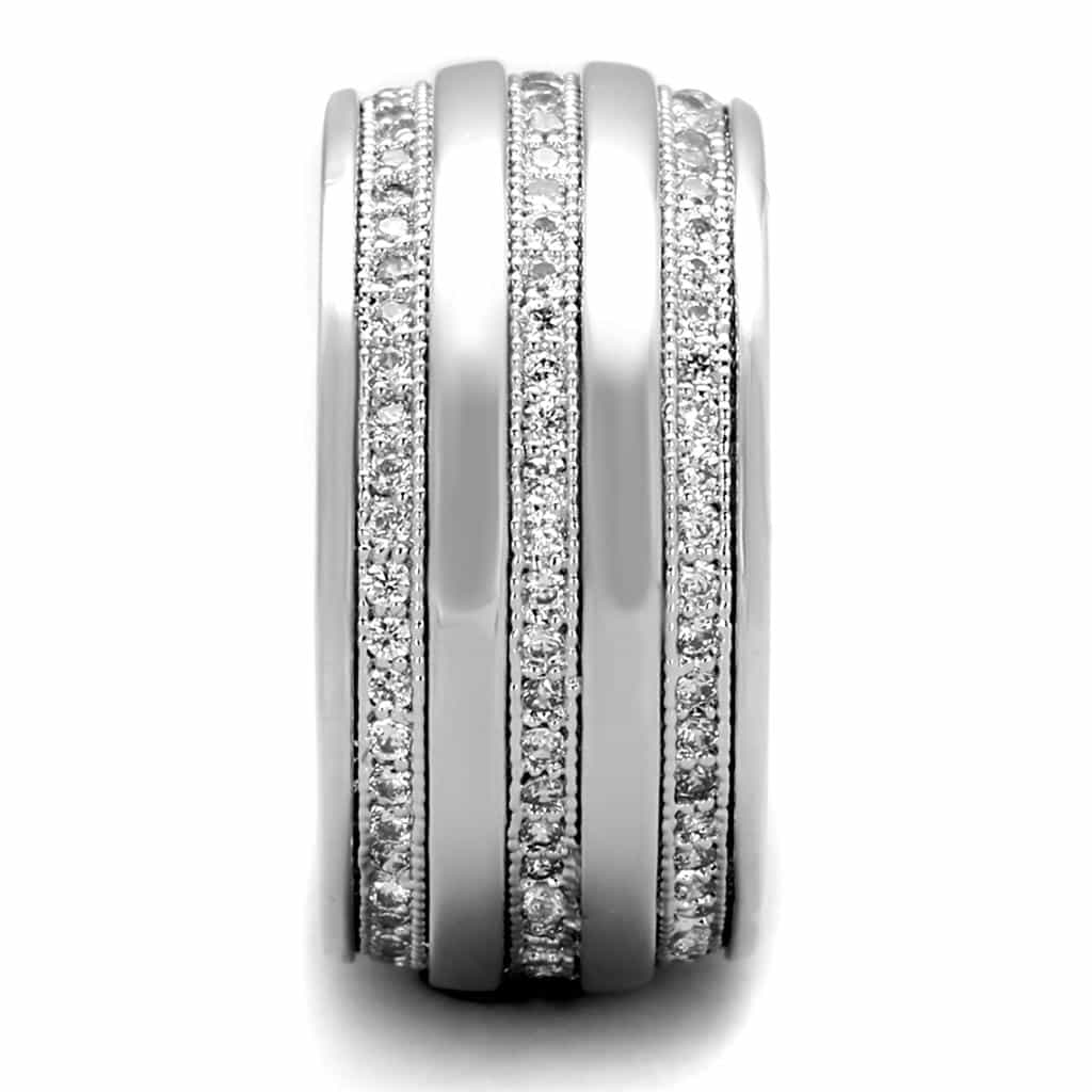 Brass CZ Pave Milgrain Triple Stack Eternity Ring view 8