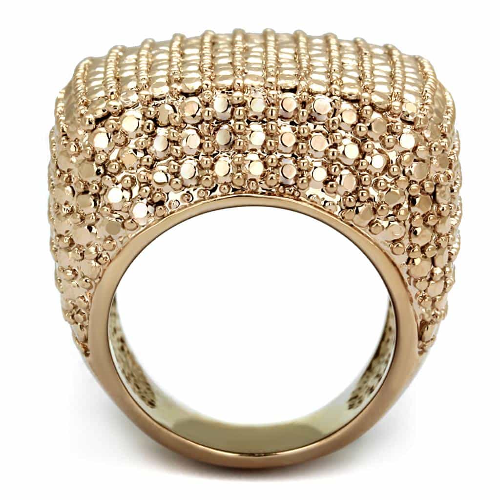 Brass Rose Gold Micro Pave Dome Wide Band Ring view 6