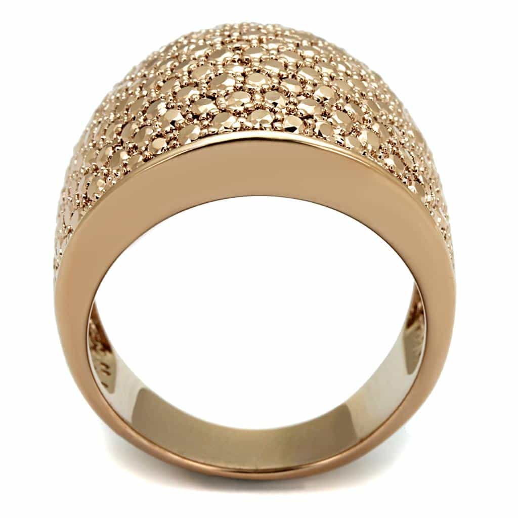 Brass Rose Gold Micro Pave Dome Wide Band Large Ring view 6