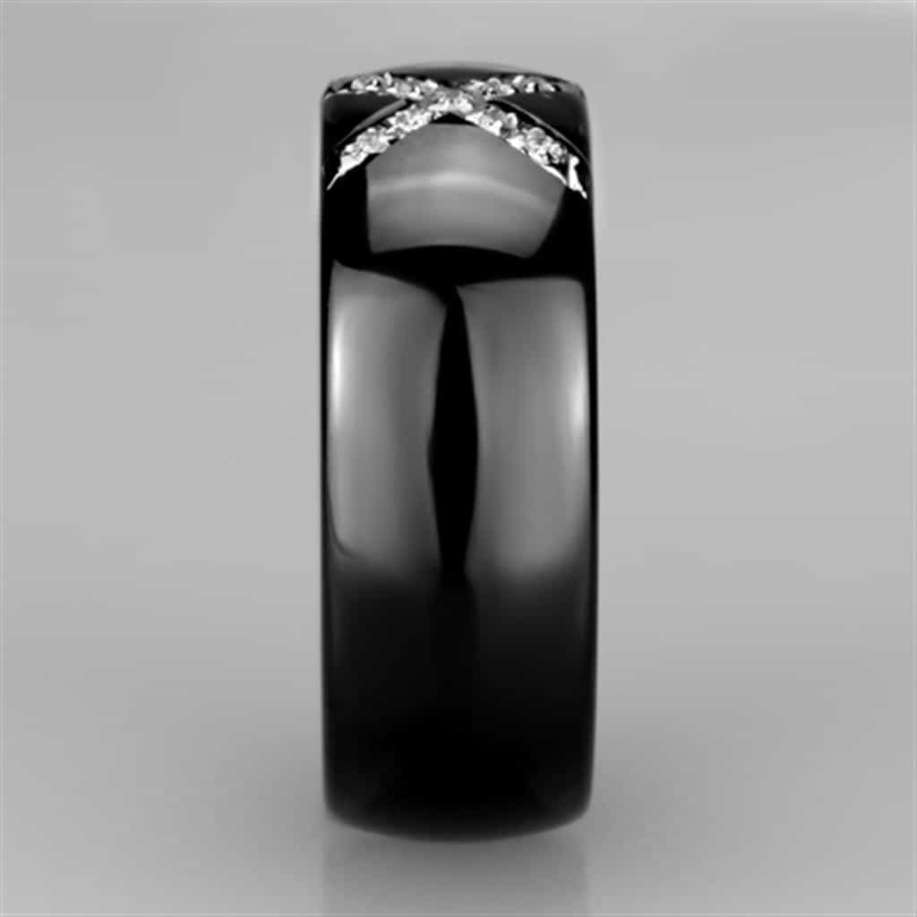 Stainless Steel Black Ceramic CZ Cross Ring view 8