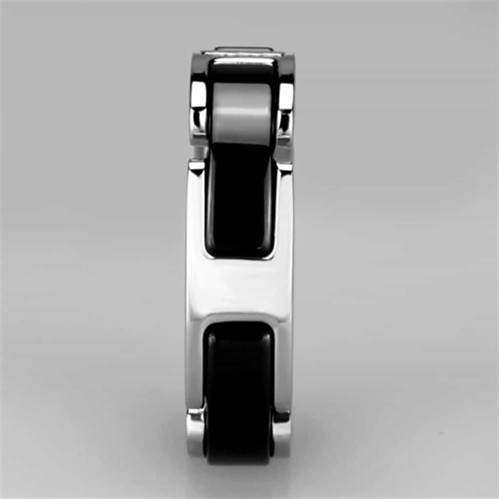 Stainless Steel Black Ceramic CZ Bridge Ring view 8