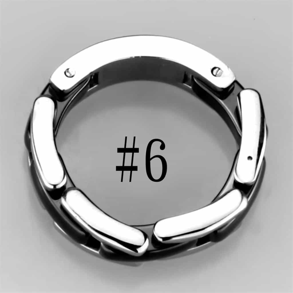 Stainless Steel Black Ceramic Polished Link Ring view 8