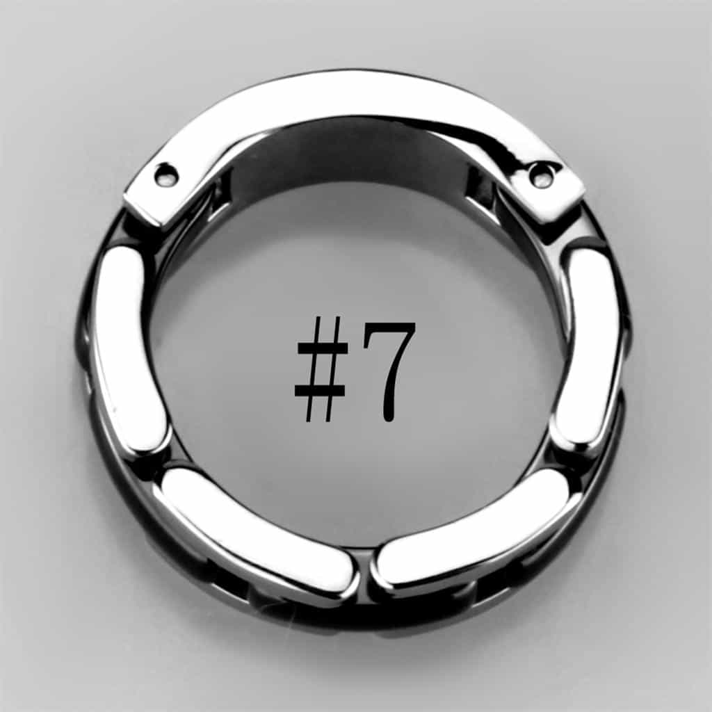 Stainless Steel Black Ceramic Polished Link Ring view 10