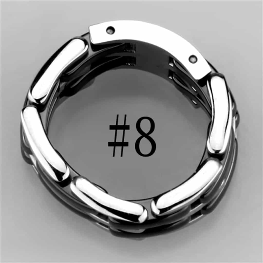 Stainless Steel Black Ceramic Polished Cross Link Ring view 6