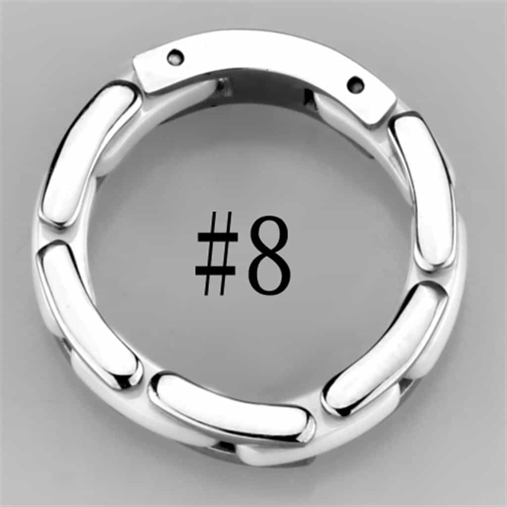 Stainless Steel White Ceramic Link Band Ring view 6