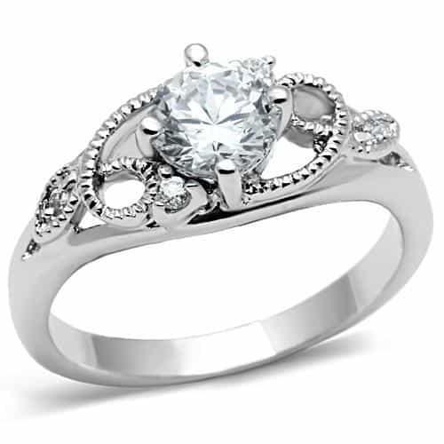 Brass CZ Round Infinity Mask Solitaire Ring view 2
