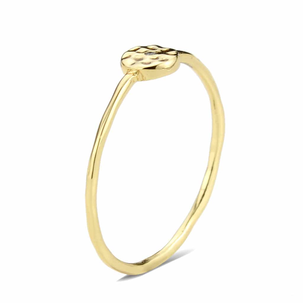 Brass Gold Hammered Disc Thin Ring view 12
