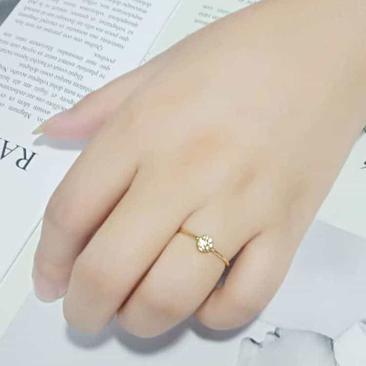 Brass Gold Hammered Disc Thin Ring view 6