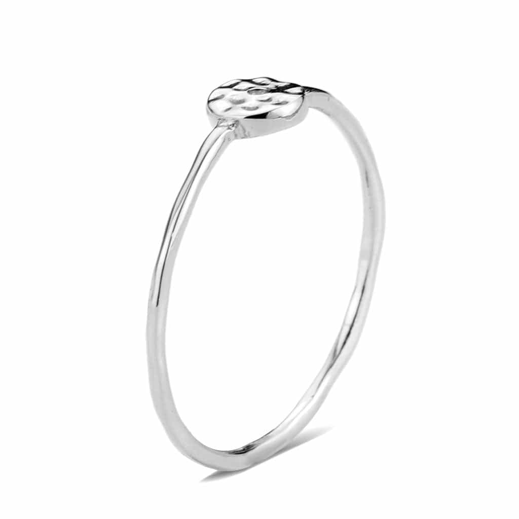 Brass Hammered Disc Thin Ring view 10