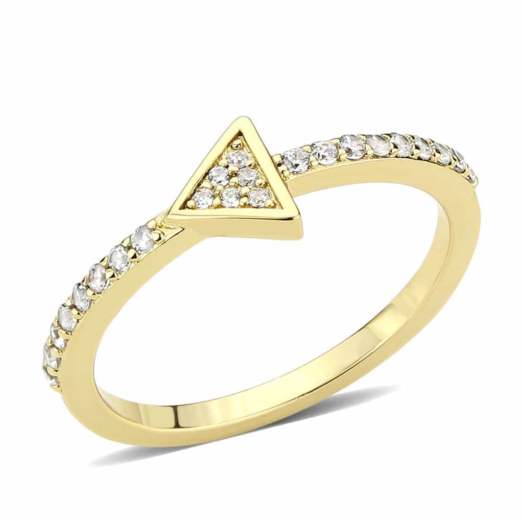 Brass Gold CZ Triangle Pavé Ring view 4