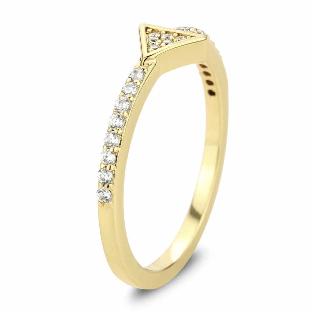 Brass Gold CZ Triangle Pavé Ring view 12
