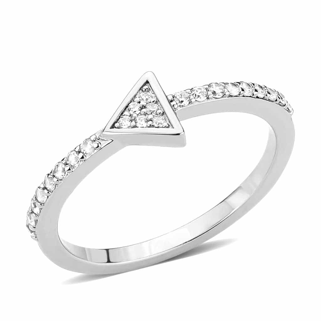 Brass CZ Triangle Pavé Thin Ring view 4