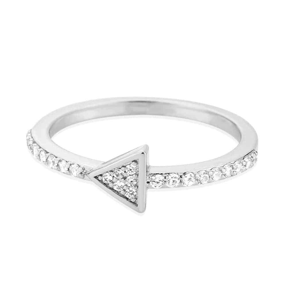 Brass CZ Triangle Pavé Thin Ring view 6