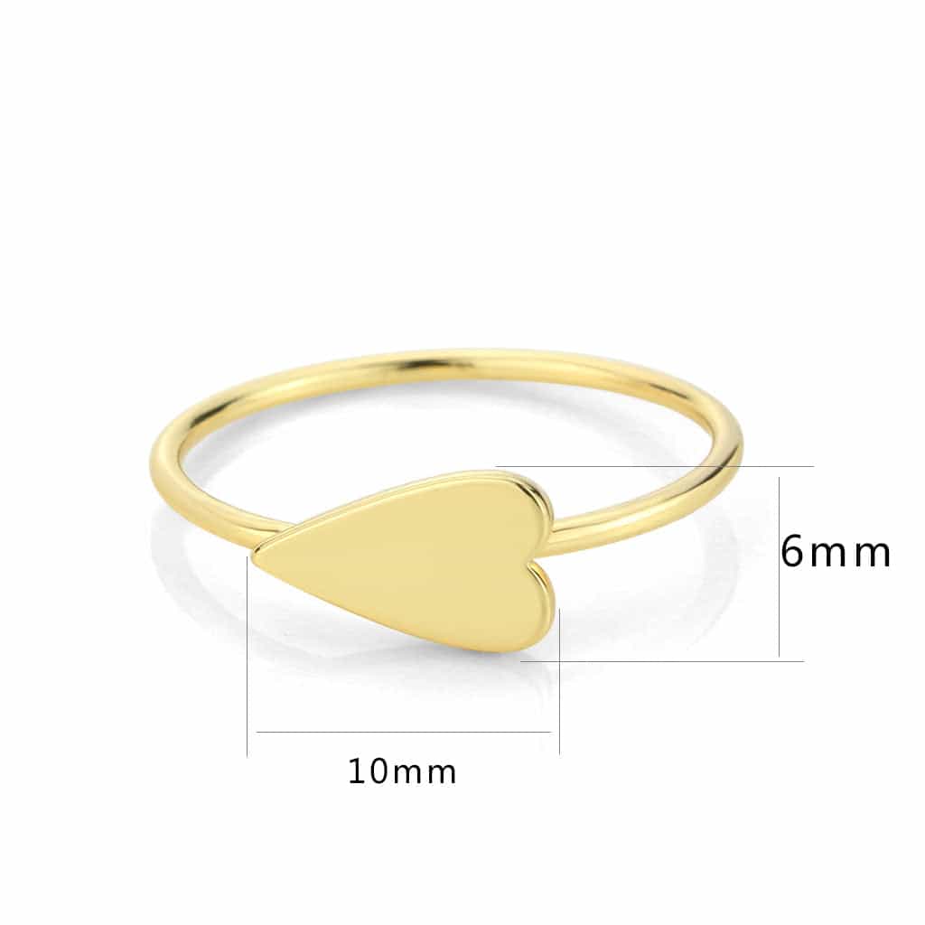 Brass Gold Flat Heart Thin Ring view 4