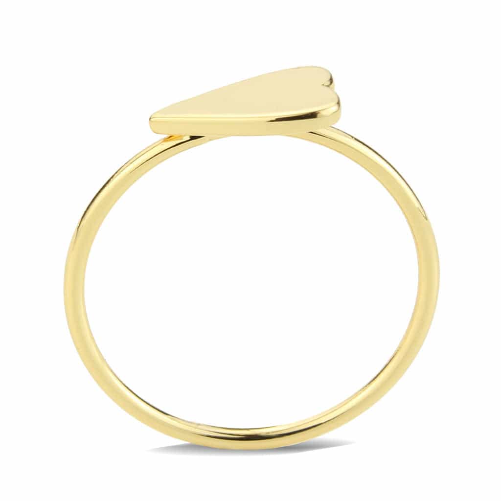 Brass Gold Flat Heart Thin Ring view 6