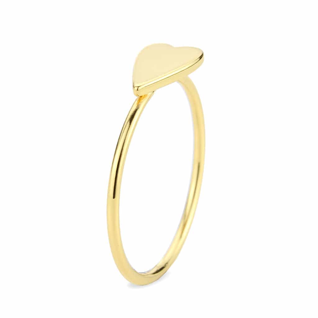 Brass Gold Flat Heart Thin Ring view 10