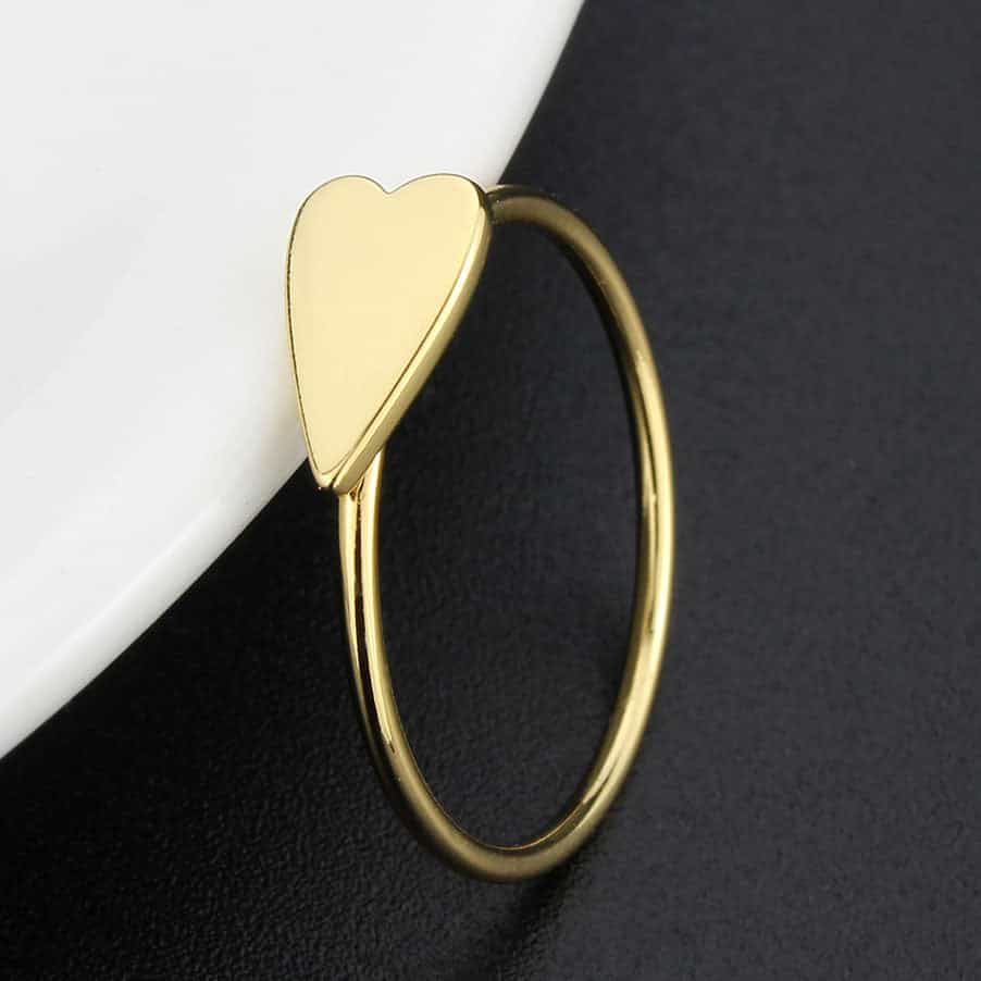 Brass Gold Flat Heart Thin Ring view 12