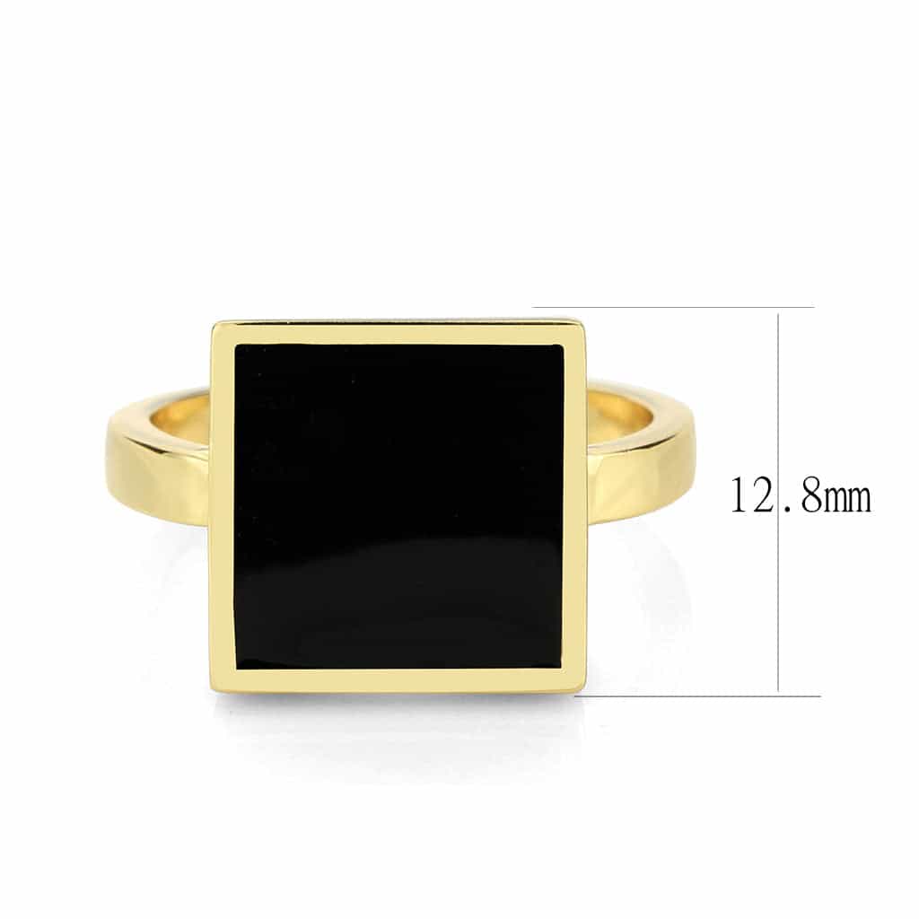 Brass Gold Black Onyx Square Signet Ring view 6