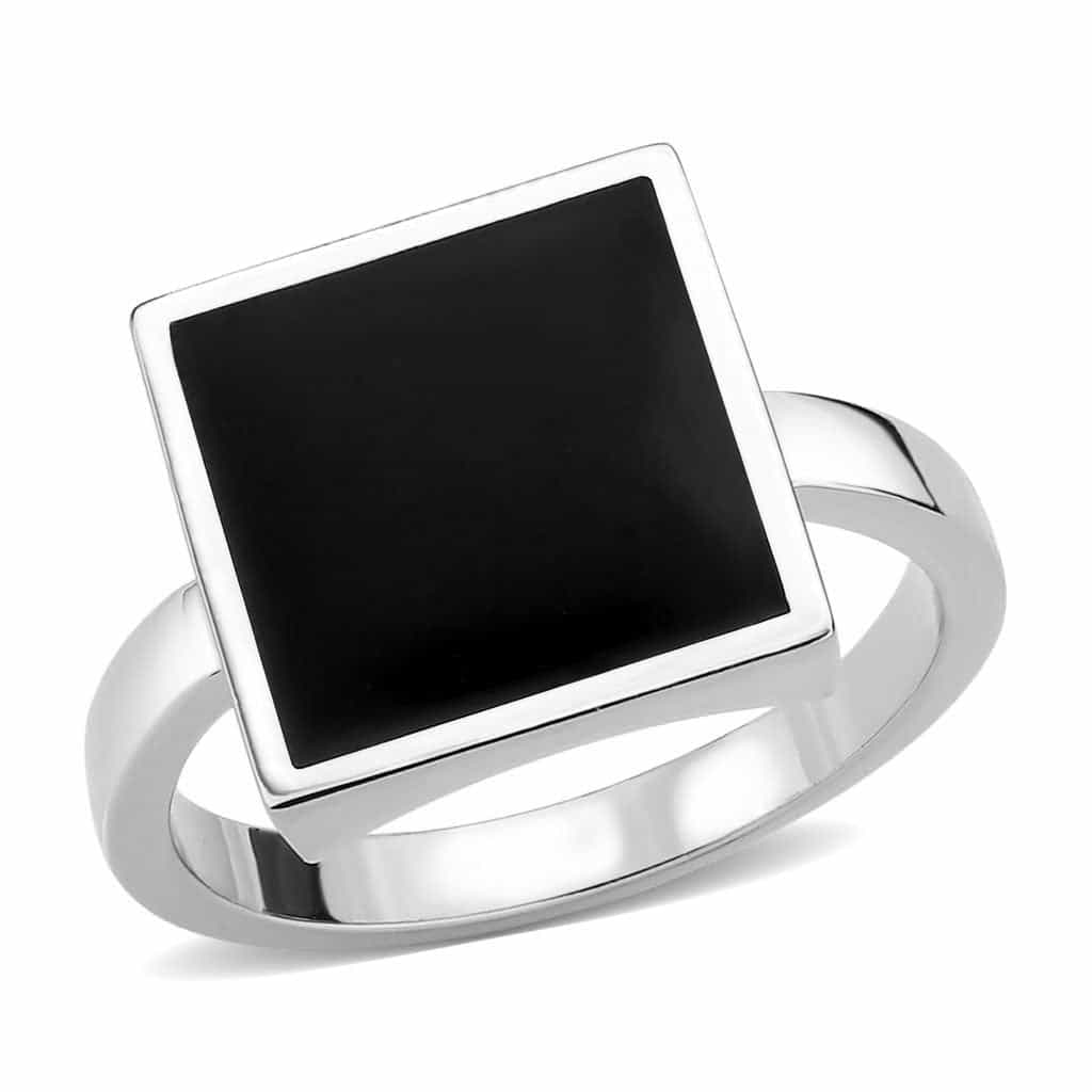 Brass Black Onyx Square Signet Ring view 2