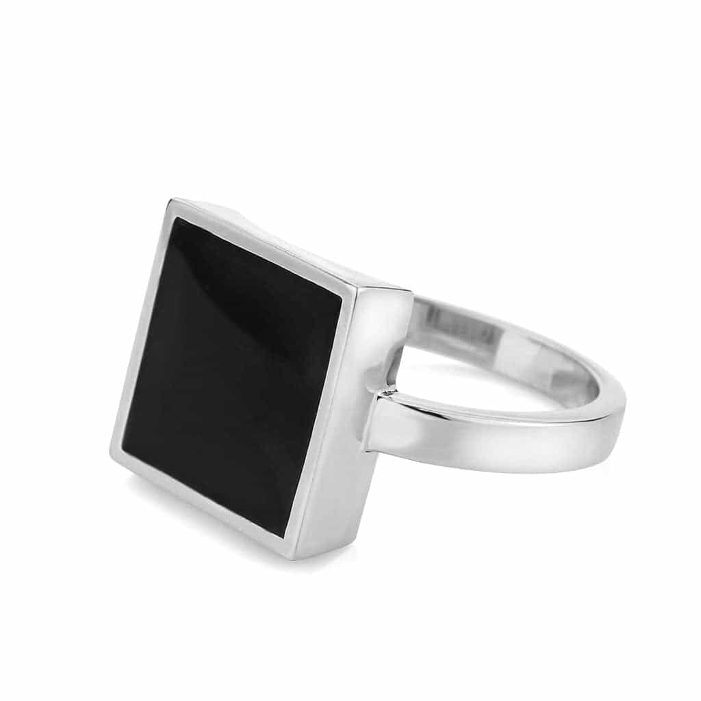 Brass Black Onyx Square Signet Ring view 10