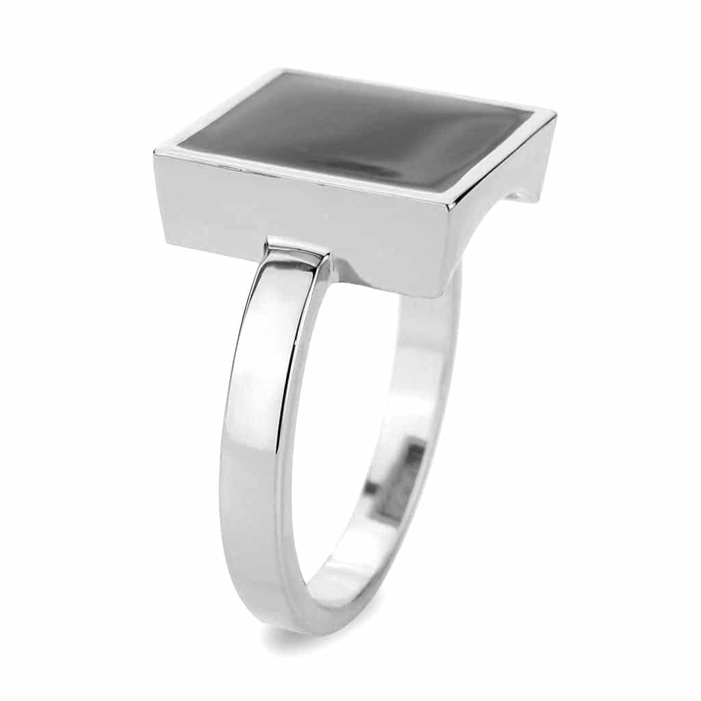 Brass Black Onyx Square Signet Ring view 12