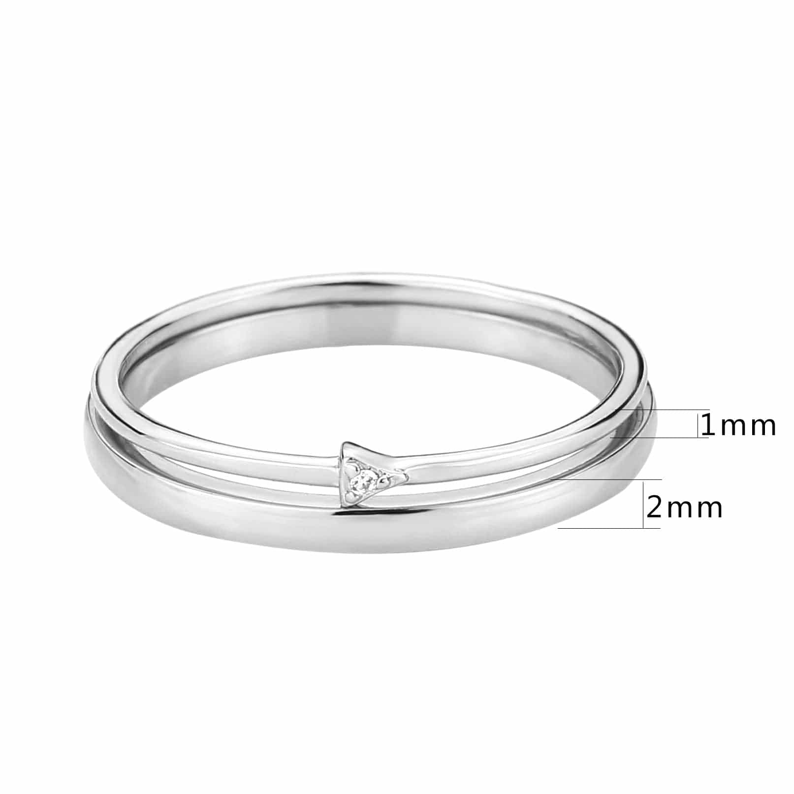 Brass Polished Double Band CZ Accent Ring view 4