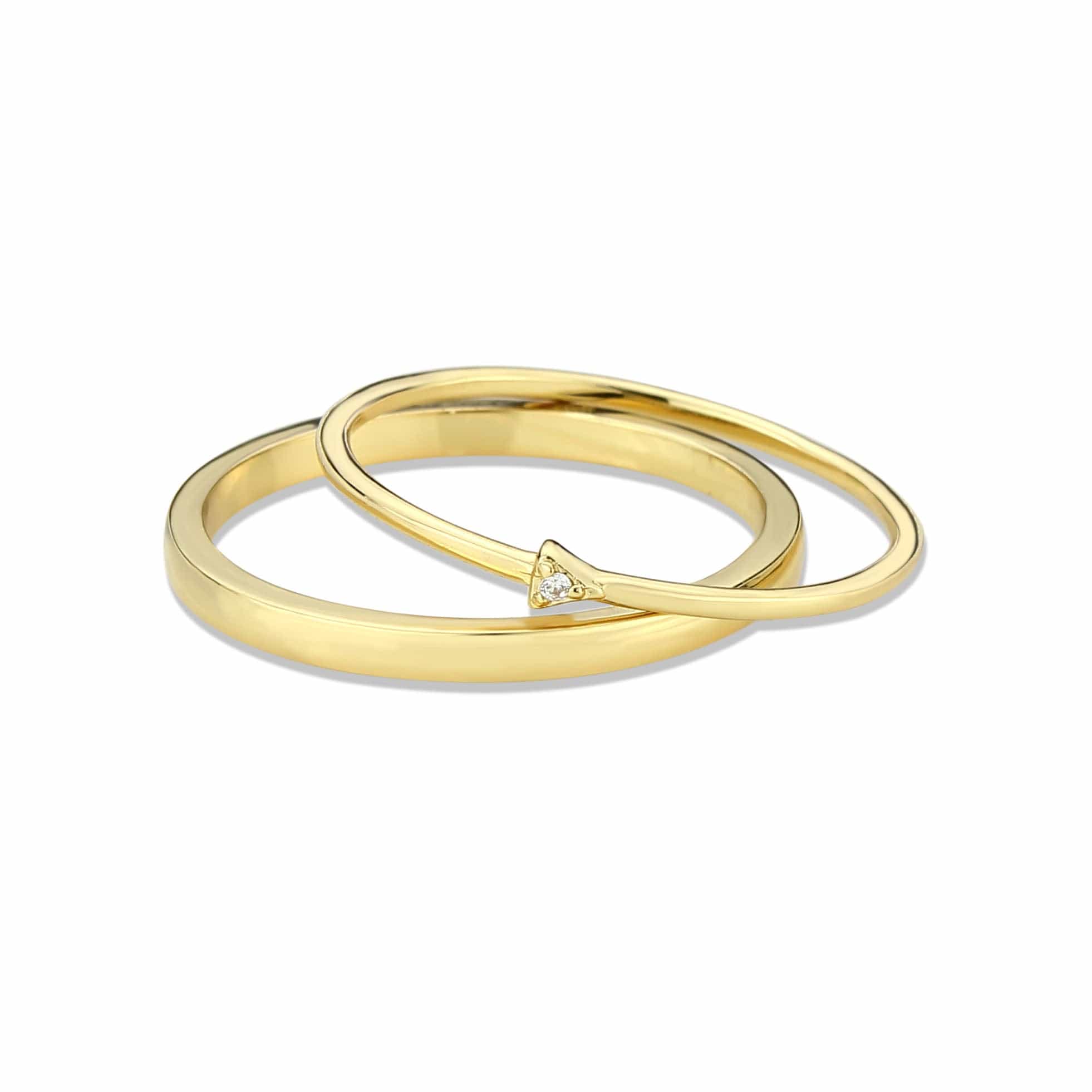 Brass Gold Polished Double Band CZ Accent Ring view 8