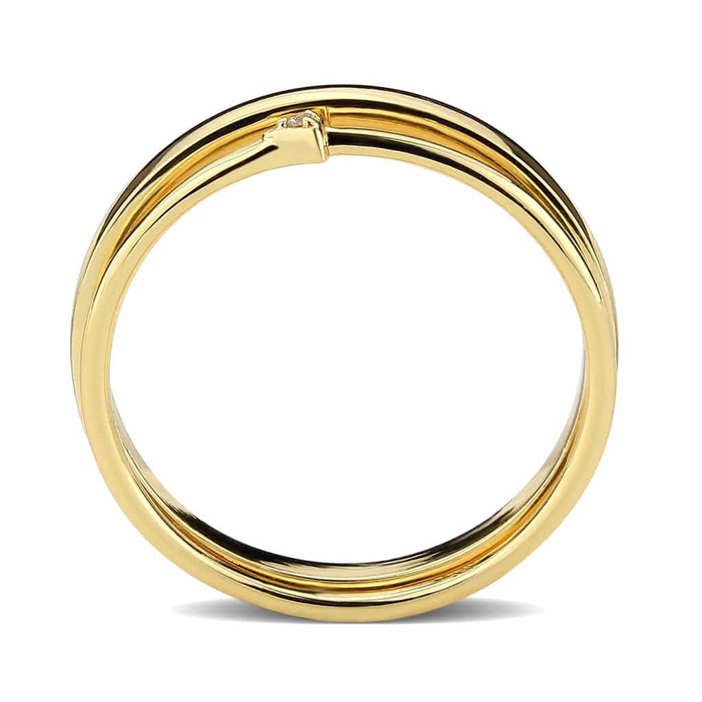 Brass Gold Polished Double Band CZ Accent Ring view 10