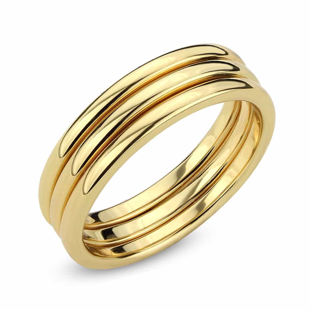 Brass Gold Polished Triple Dome Band Ring view 2