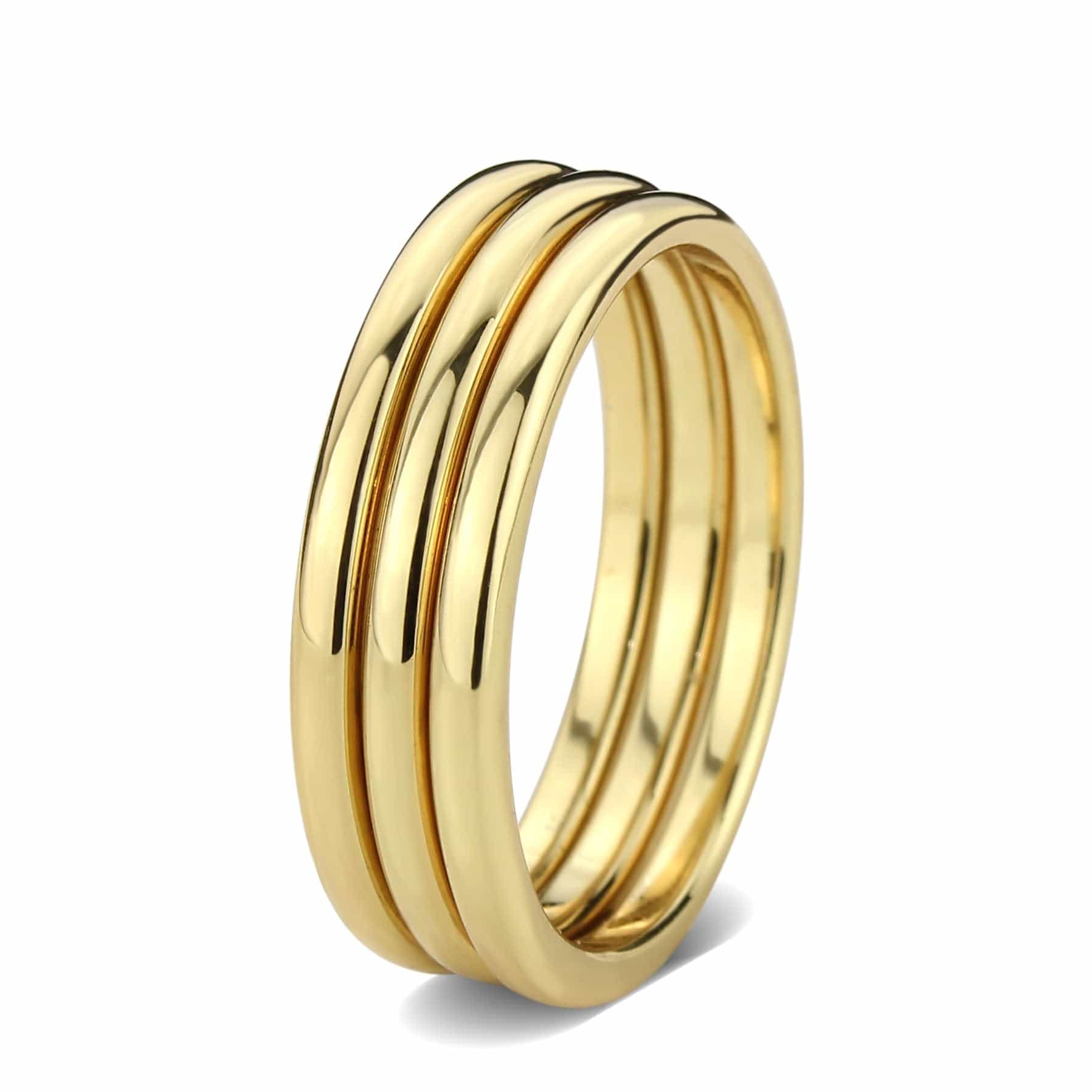 Brass Gold Polished Triple Dome Band Ring view 14