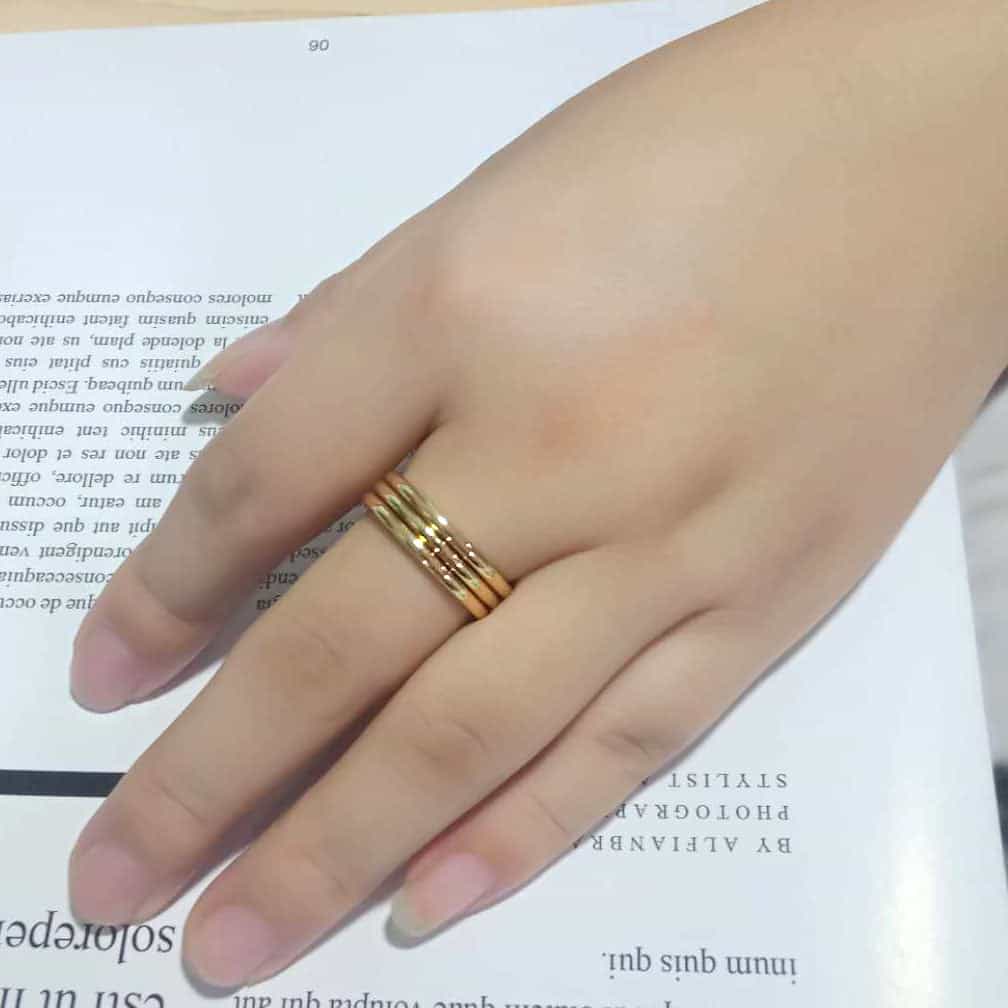 Brass Gold Polished Triple Dome Band Ring view 4