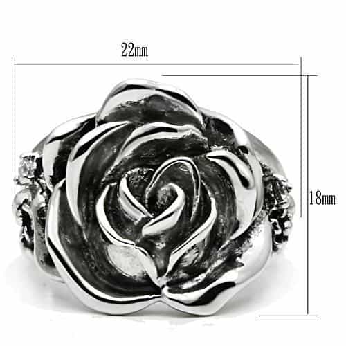 Brass Oxidized CZ Rose Bloom Cocktail Ring view 4