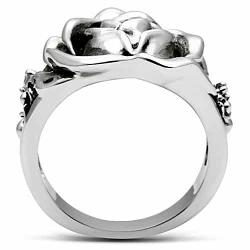 Brass Oxidized CZ Rose Bloom Cocktail Ring view 6