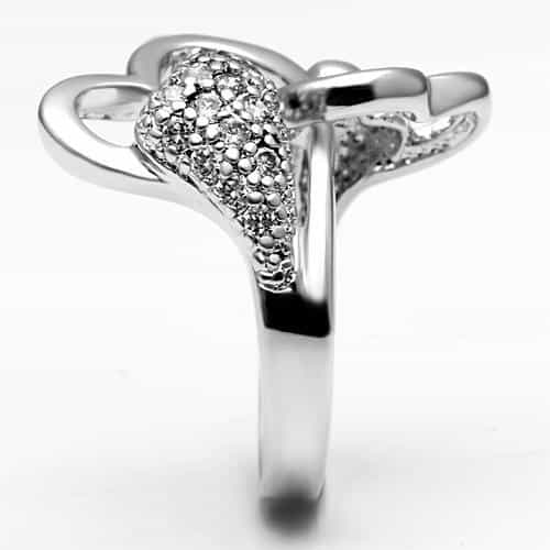 Brass CZ Pave Double Heart Open Ring view 8
