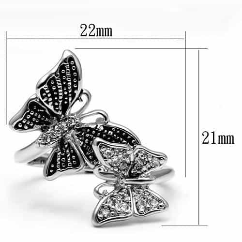 Brass CZ Marcasite Butterfly Open Cocktail Ring view 4