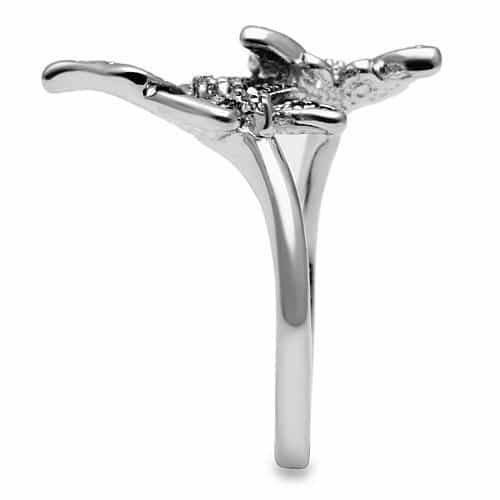 Brass CZ Marcasite Butterfly Open Cocktail Ring view 8