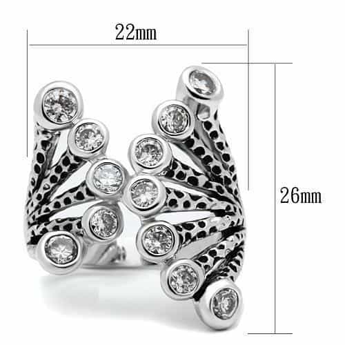 Brass CZ Bezel Hammered Lattice Cascade Ring view 4
